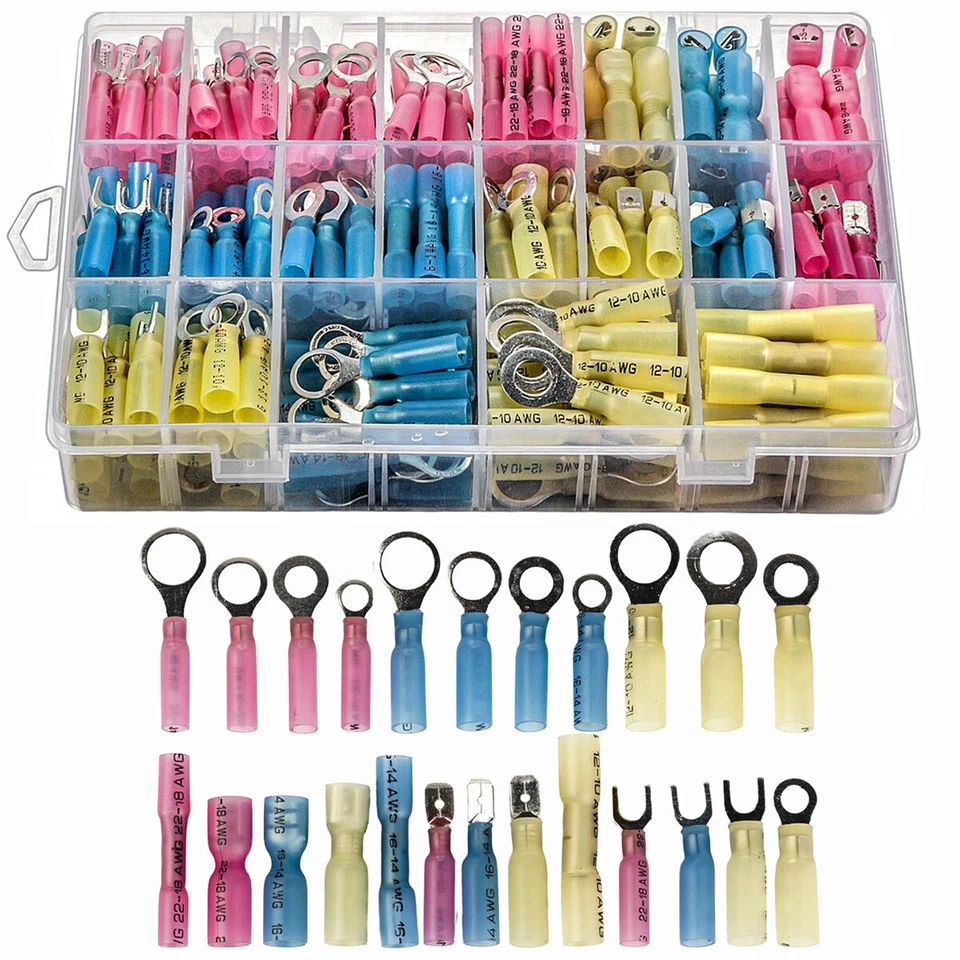250Pcs Assortment Heat Shrink Wire Connectors Marine Automotive Terminal Set Kit - Image 1 of 4