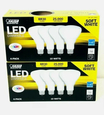 Feit LED Dimmable BR30 Flood Light Bulbs 10w 65w Replacement 8 Pack -NEW- - Image 1 of 4