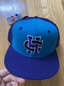 Vintage Charlotte Hornets New Era 5950 Fitted Hat 7 3/8 Wool Made USA colorblock - Picture 1 of 6