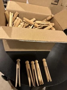 Holzdraht Kleidung Stifte Vintage rundes Oberteil/Flachkopf Handwerk Kunstwäsche 95 handgefertigt - Bild 1 von 3