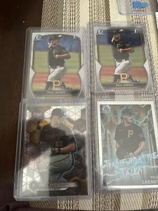 2023 Bowman Chrome Draft Paul Skenes Pittsburgh Pirates 4 Card Lot - Bild 1 von 6