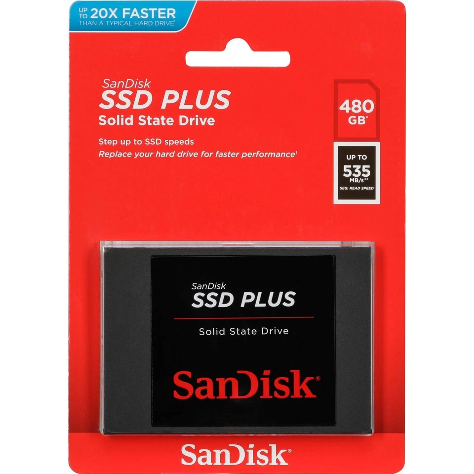 SanDisk SSD Plus 480GB Read 535 MB/s SDSSDA-480G-G26 SSD Festplatte - Bild 1 von 1