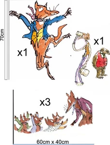 ROALD DAHL SET 3x fox 60cm 1 x fox jumping 1x 2 characters INDIVIDUAL vinyls - Picture 1 of 1