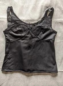 Vintage St Michaels M&S/Marks and Spencer 90's Lace Black Half Slip Thick Straps - Picture 1 of 8