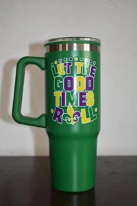 Vaso de acero inoxidable verde Mardi Gras 29 oz por Way To Celebrate nuevo con etiquetas - Imagen 1 de 5