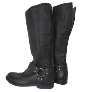 Frye Phillip Harness Leather Boots 3470511 BLK Women's Size 5.5 B Black - Picture 1 of 9