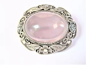Antico Spilla Argento 800 Con Quarzo Rosa, 13,56 G - Foto 1 di 3