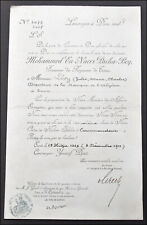 BREVET DÉCORATION COMMANDEUR ORDRE du NICHAN IFTIKHAR - 1911 - TUNISIE