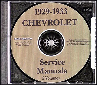 Chevy Shop Manual CD 1929 1930 1931 1932 1933 Serviço de Reparo de Carro Caminhão Chevrolet - Imagem 1 de 1