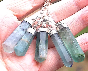 One Fluorite Crystal  Pendant Box & Chain - Release Negative Energies from Aura - Picture 1 of 2