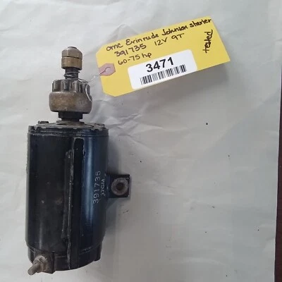 OMC EVINRUDE JOHNSON STARTER 391735 12V 9T FOR 60-75HP, REBUILT, TESTED - Image 1 of 4