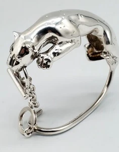 Vintage Sterlingsilber Panther Leapord Jaguar Gepard Armband von A Vahan 66,3 gms - Bild 1 von 22