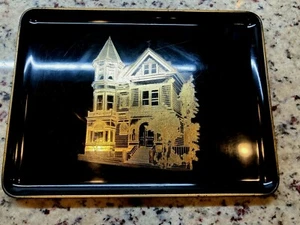 Vintage Otagiri Black and Gold Lacquer House Hand Serving Tray - Picture 1 of 4