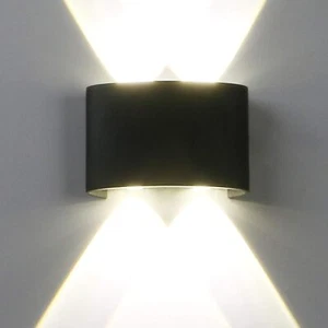 4W LED Wall Lamp Sconce Waterproof Up Down In/Outdoor Garden Porch Light Black - Picture 1 of 29