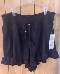 *NOBO BLACK KNIT GAUZE RUFFLE SHORTS * JUNIORS SIZE MEDIUM (7-9) - Picture 1 of 2