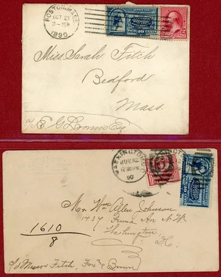 US 1890, #E2  Special Delivery 10c Blue on Cover x2, SCV $270 - Image 1 of 2