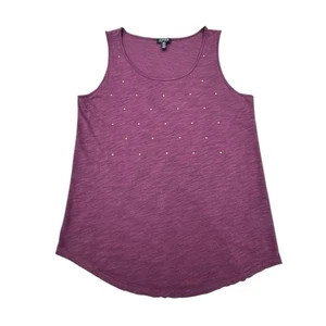 Jones New York Women’s Sleeveless Tank Top Maroon Copper Rivets Embellished Sz L - Picture 1 of 9