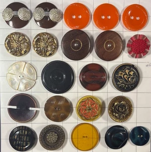 Button Collection Liquidation 31 Pc Antique Vintage Large Oversized Lot #6 of 7 - Picture 1 of 24
