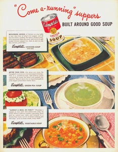 Revista Campbell's Soup Original Life 1948 anuncio impreso vintage pollo guisantes vegetales - Imagen 1 de 1