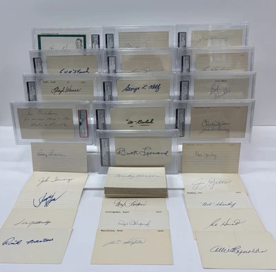 109 Signed Index Cards (13) PSA Slabbed • 96 Unslabbed From 1910-1960’s Baseball - Image 1 of 4