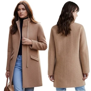 J. Crew Cocoon Coat in Italian Stadium Cloth Wool Blend Tan Women Size 0 - Picture 1 of 13
