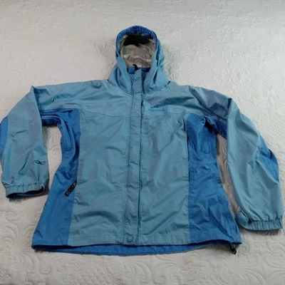 Jaqueta de chuva Marmot Wind feminina M azul colorblock capuz ventilado zíper clássico em excelente estado usado - Imagem 1 de 4