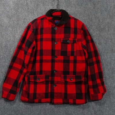 Old Navy Jacket Mens Large Red Buffalo Plaid Sherpa Lined Shirt Jacket - Image 1 of 4