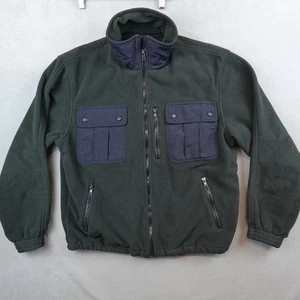 Cabelas Fleece Jacket Mens Medium Green Lined Full Zip Chest Pockets - Picture 1 of 7