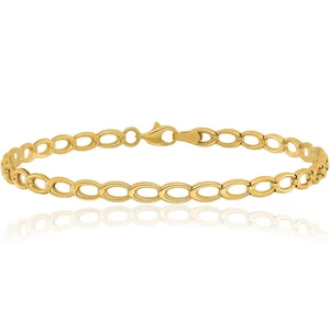 14K Solid Yellow Gold Single Link Charm Bracelet - Picture 1 of 12