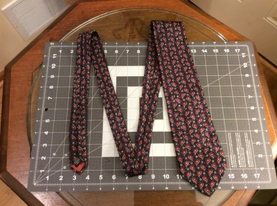 Corbata Christian Dior Monsieur Vintage, Negra y Roja, Geométrica, Clásica Hecha en EE. UU. Foto 1 de 3