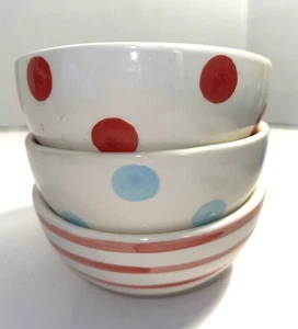 Mudpie Xmas 4.5" D Ceramic Polka Dot & Stripes Snack Bowls w/Phrases- Set Of 3 - Bild 1 von 16