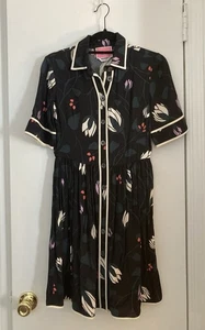 Kate Spade New York Damen Kurzarm Blumen Button Down Kleid schwarz Größe 0 - Bild 1 von 5