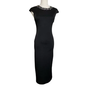 Ted Baker Elenna Bead Embellished Midi Black Dress Size 0 Lined Party - Picture 1 of 7