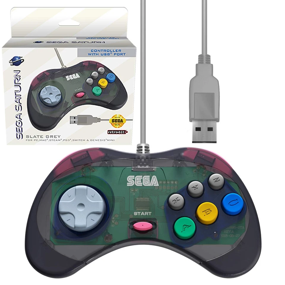 Official Sega Saturn USB Controller Pad (Model 2) for Sega Genesis Mini, PS3,... - Image 1 of 4