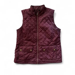 Basic Editions Womens Vest Quilted Full Zip Pockets Plum Color Size Large  - Picture 1 of 7