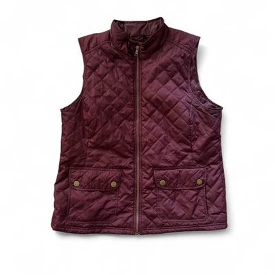 Basic Editions Womens Vest Quilted Full Zip Pockets Plum Color Size Large  - Image 1 of 4