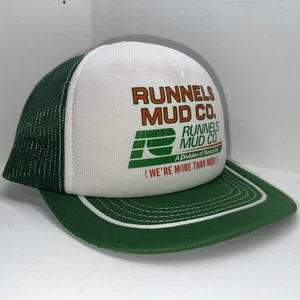 VTG Oilfield Runnels Mud Co Mesh Trucker Snapback Green & White Made In America - Picture 1 of 13