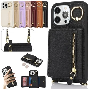 Funda de Lujo para iPhone 15 Pro Max 14 13 12 Cuero Billetera Tarjeta Cubierta con Correa - Imagen 1 de 86