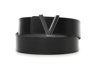 Valentino Amaretto Mens Leather Belt Black Medium (fits 37”-39”) RRP £65 - Picture 1 of 4