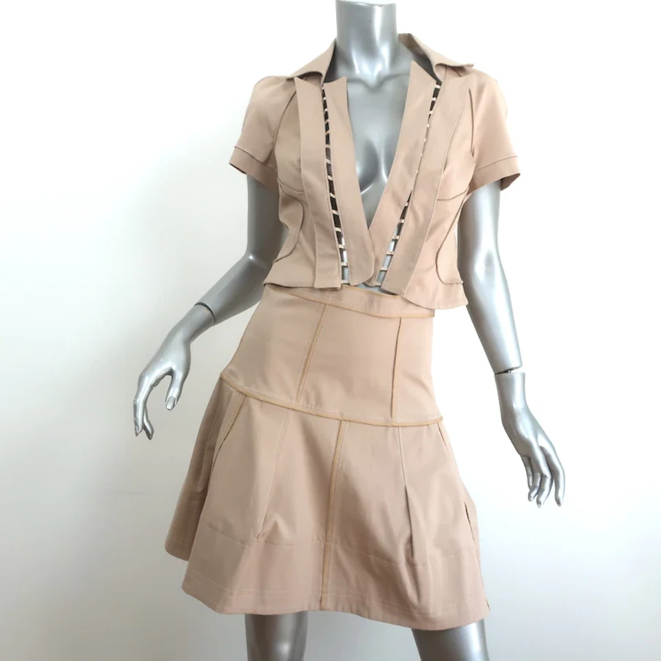 Conjunto de camisa y minifalda con cuello Zac Posen beige algodón elástico talla 6/8 Foto 1 de 4