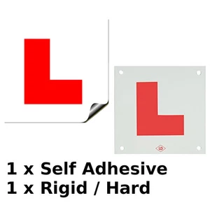1 x Rigid & 1 x Self Adhesive L Plates Motorcycle Moped Motorbike Car Learner - Picture 1 of 1