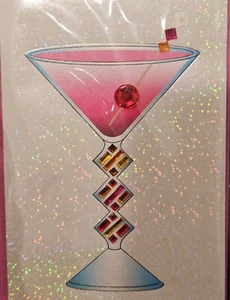PAPYRUS GEMMED JUWELENBESETZTE KOSMOPOLITISCHE MARTINI COCKTAILGETRÄNK GEBURTSTAGSKARTE - Bild 1 von 5