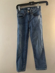 Old Navy Straight Built In Tough Built In Flex Denim Jeans Boy’s Size 8 Slim - Picture 1 of 7