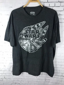 T-Shirt 2XL Men's Star Wars Millennium Falcon Gray Black Crew Neck (BAK) - Picture 1 of 7