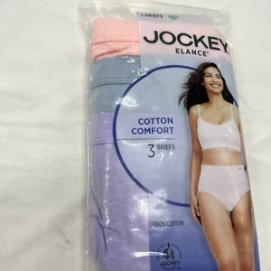 Jockey Elance Women's 100% Cotton Comfort Briefs 3-pack Size 5/S , 4-6W - Picture 1 of 6