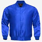 Letterman College Sports Baseball Royal Blue Satin Varsity Jacket Men Size M