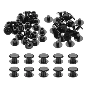 M5*5mm Plastic Binding Post 24 Sets Chicago Screws Rivet Black Press-on Buckle - Picture 1 of 6