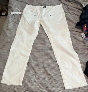 Embellish Spencer Biker Stretch Denim Jeans White New With Tags. MSRP-$140 32x32 - Picture 1 of 20