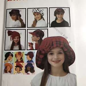 Vintage Hats Caps 6942 Butterick Sewing Pattern Boys Girls 8 Designs S M L UC - Picture 1 of 4