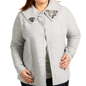 Jones New York Sweater Cardigan Jacket Sz 1X 14W 16W Merino Boiled Wool Coatigan - Picture 1 of 5